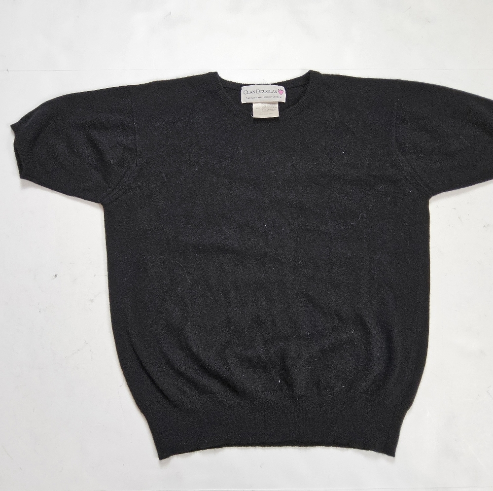 Clan Douglas Women Short Sleeve 100% Cashmere Sweater Black Small (lot 1…